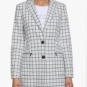 Karl Lagerfeld Black and White Plaid Blazer
